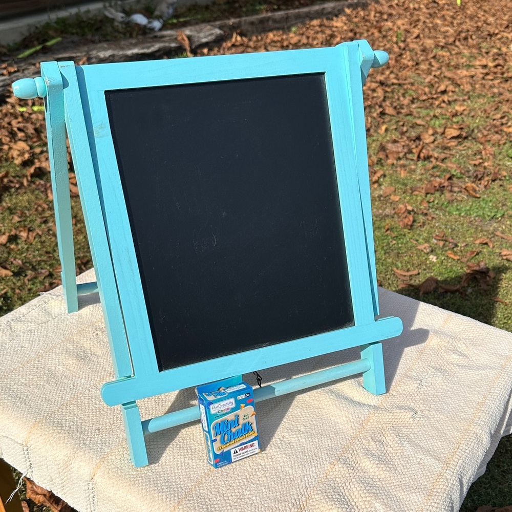 Wooden Caulk Board (2-sides) Flip-Top, Table-Top, Easel Signage & New Chalk